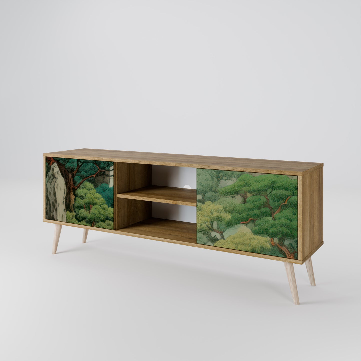 VERDURE ABYSS 2-Door TV Stand in Oak Effect