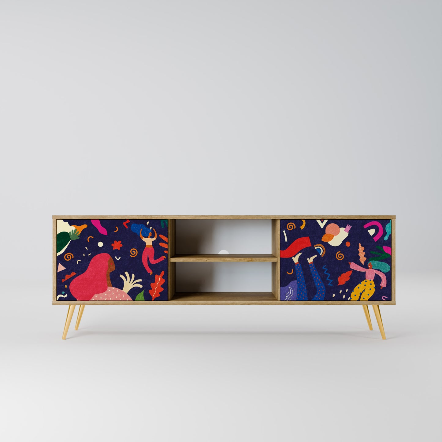 FESTIVE PLEASURES 2-Door TV Stand in Oak Effect