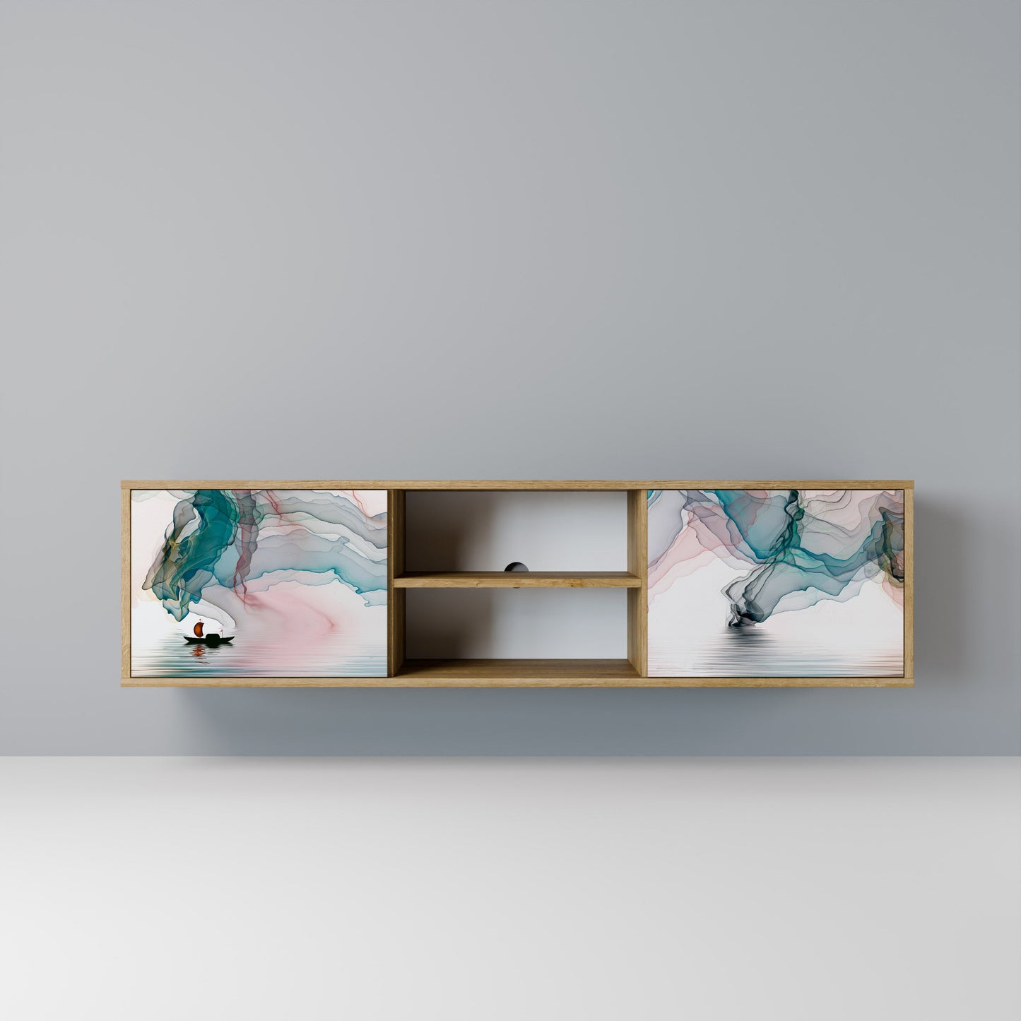 VELVET CROSSING 2-Door TV Stand in Oak Effect