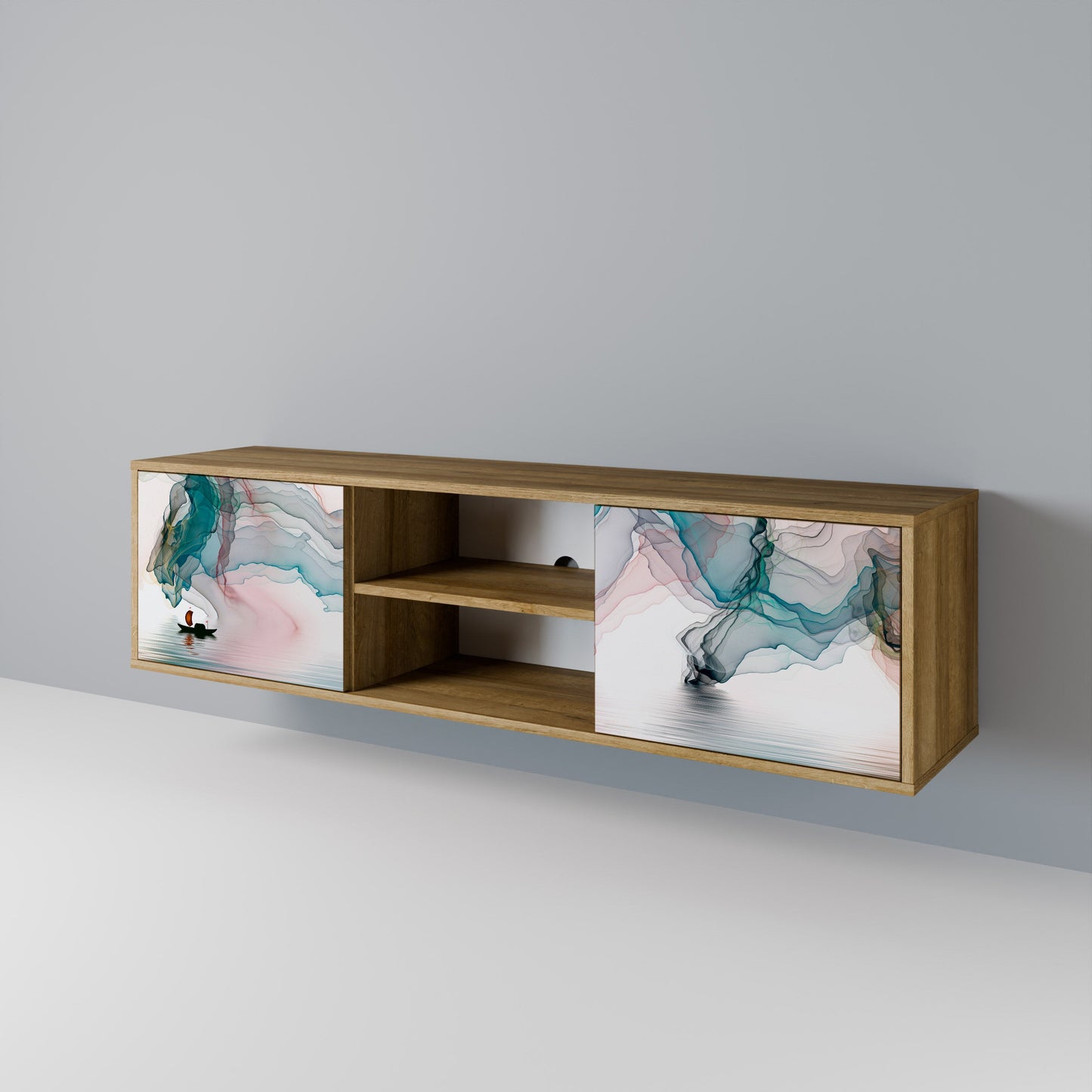 VELVET CROSSING 2-Door TV Stand in Oak Effect