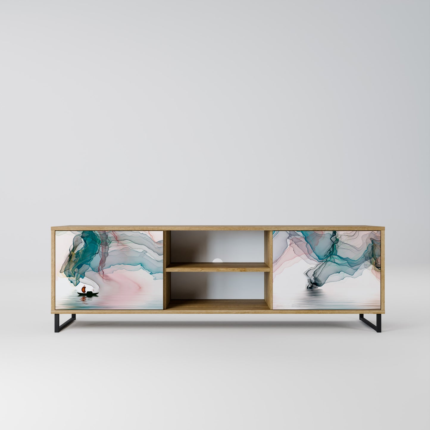 VELVET CROSSING 2-Door TV Stand in Oak Effect