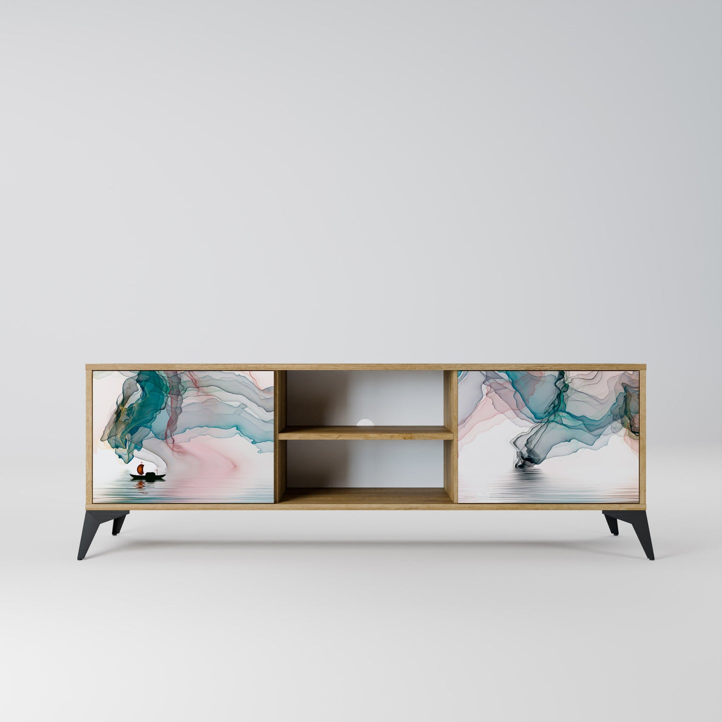 VELVET CROSSING 2-Door TV Stand in Oak Effect