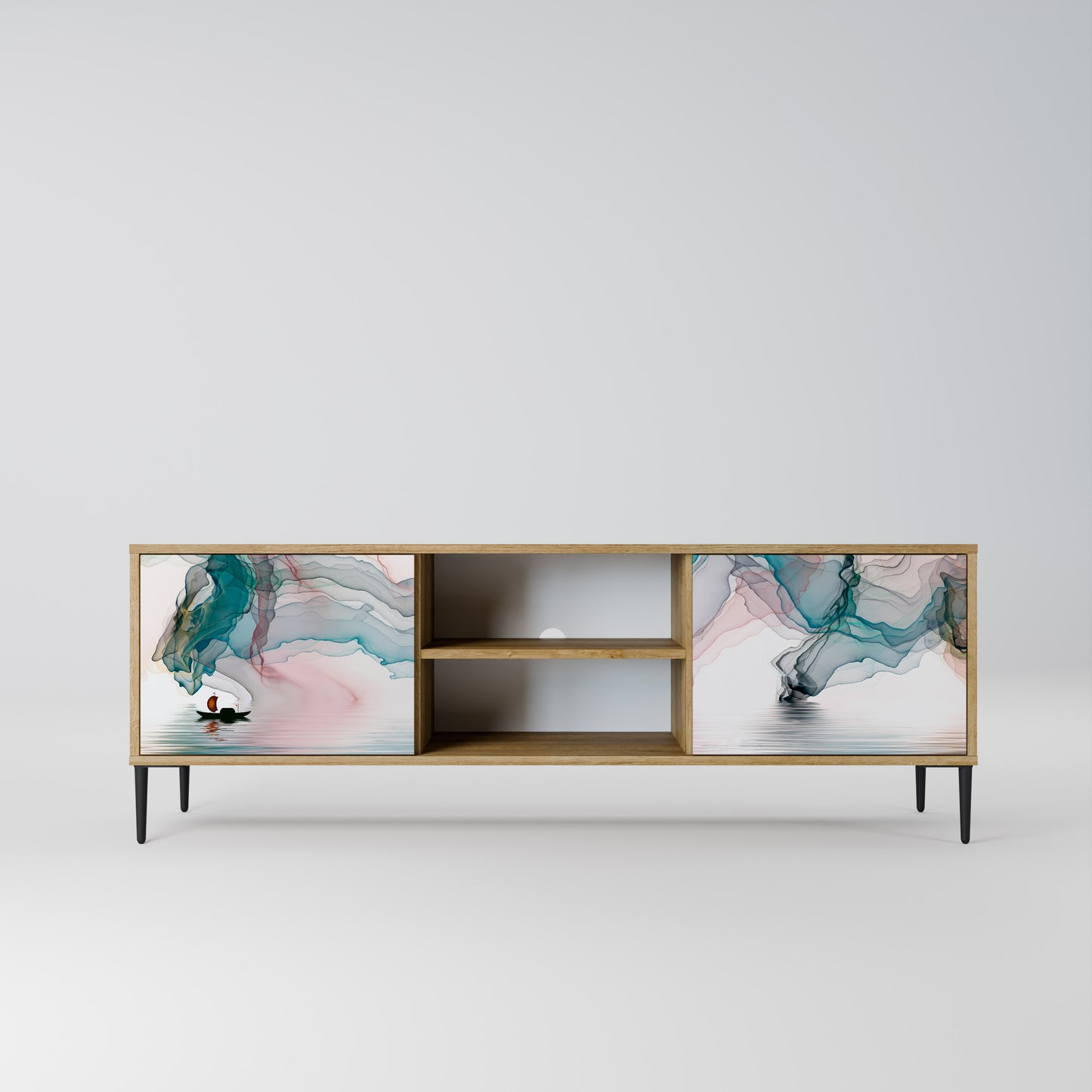VELVET CROSSING 2-Door TV Stand in Oak Effect