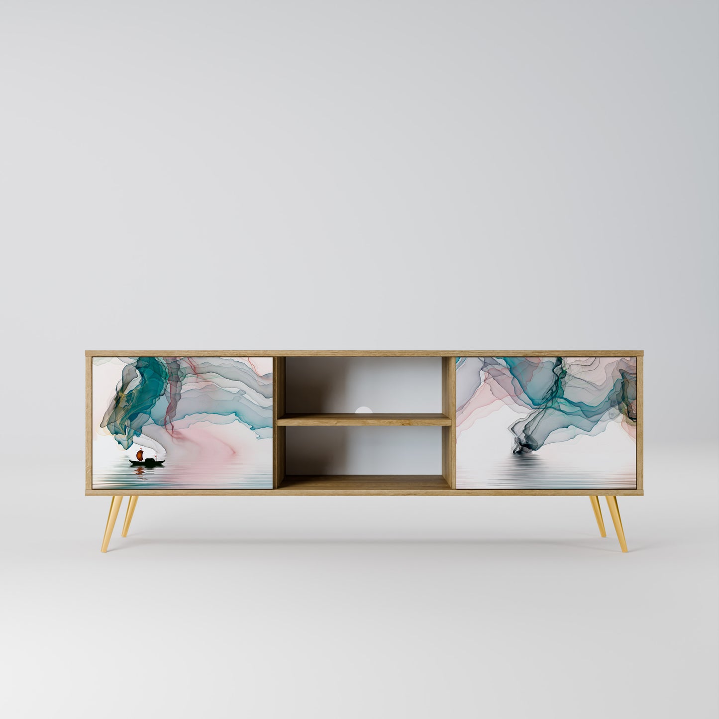 VELVET CROSSING 2-Door TV Stand in Oak Effect