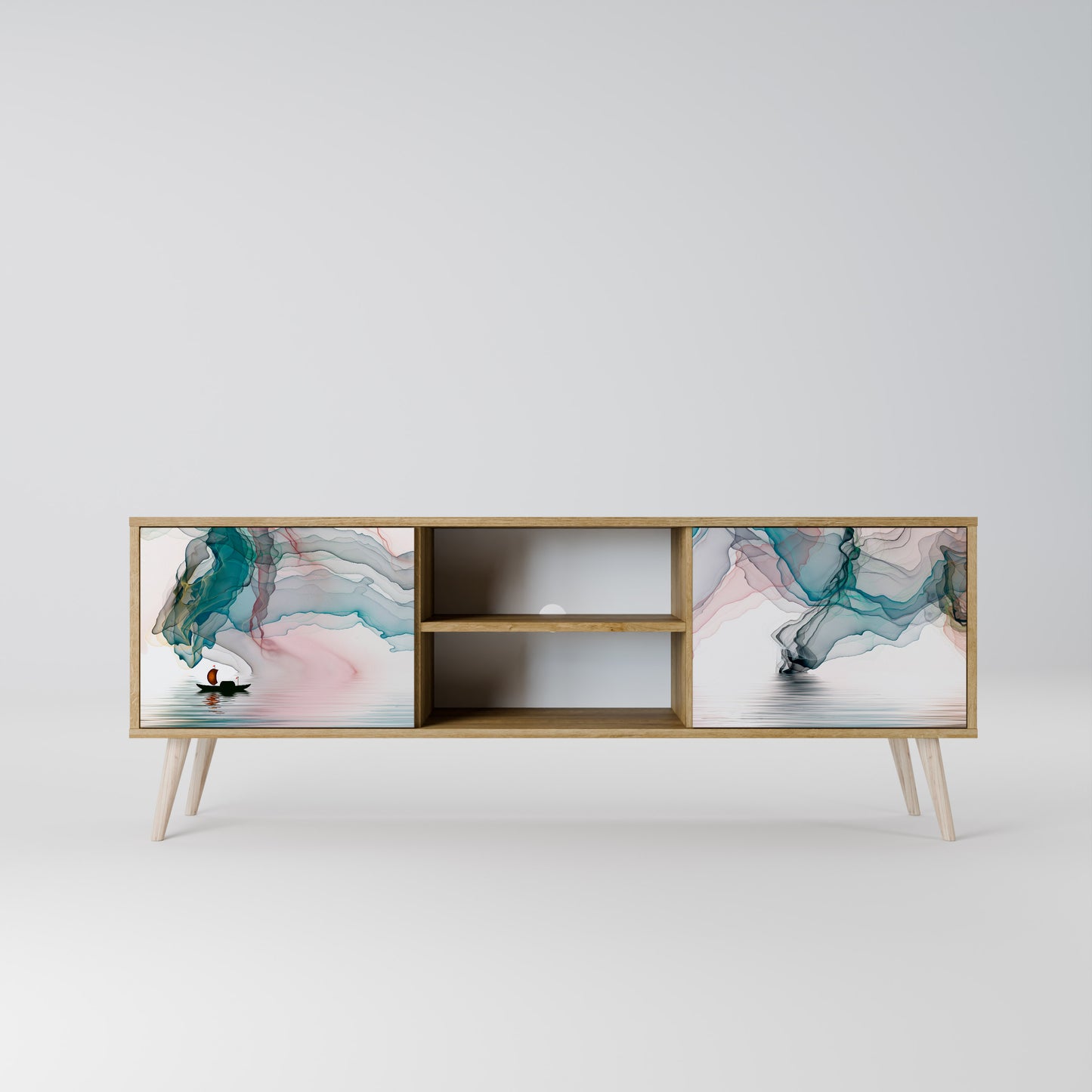 VELVET CROSSING 2-Door TV Stand in Oak Effect