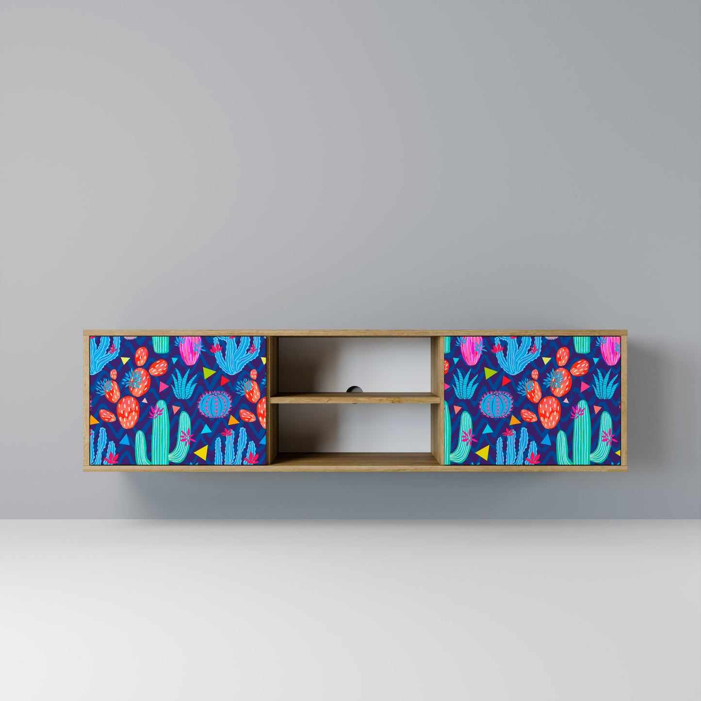 CACTUS VIBES 2-Door TV Stand in Oak Effect
