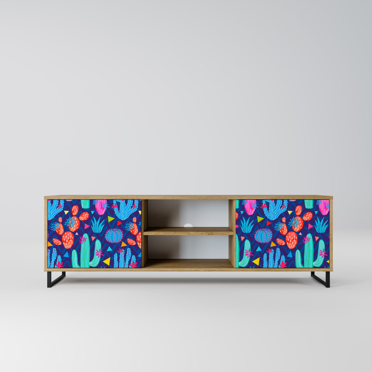 CACTUS VIBES 2-Door TV Stand in Oak Effect