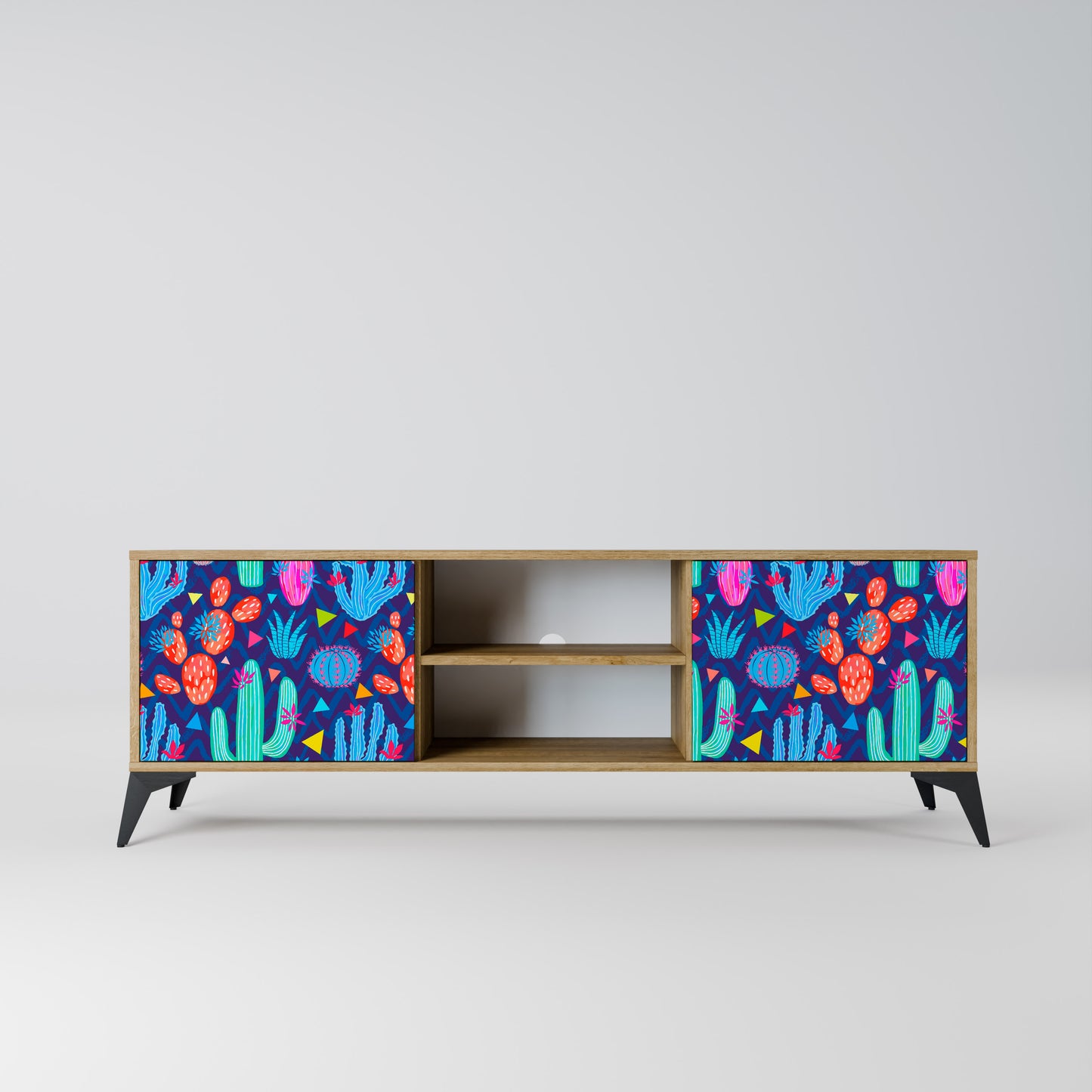 CACTUS VIBES 2-Door TV Stand in Oak Effect