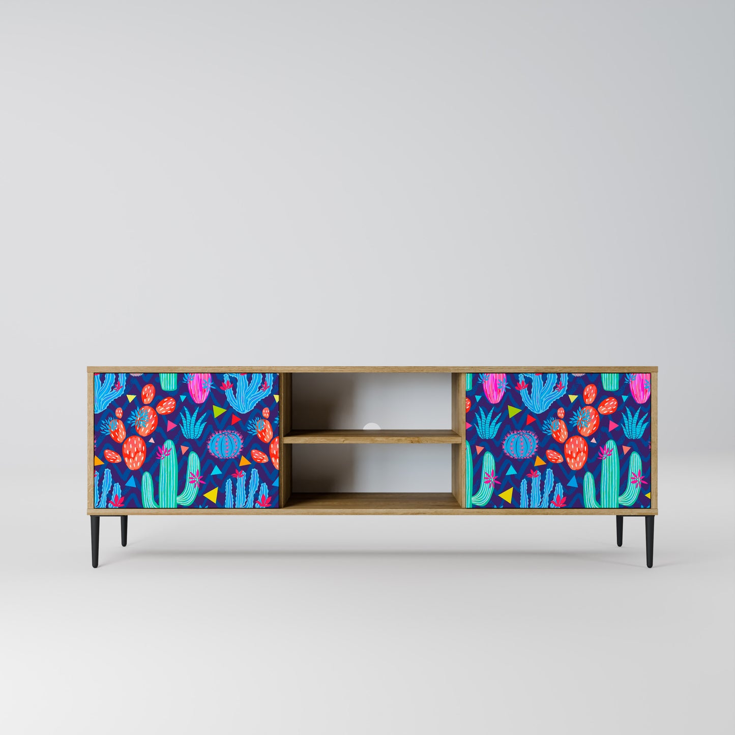 CACTUS VIBES 2-Door TV Stand in Oak Effect