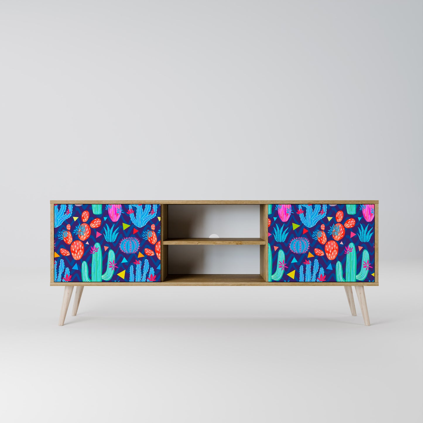 CACTUS VIBES 2-Door TV Stand in Oak Effect