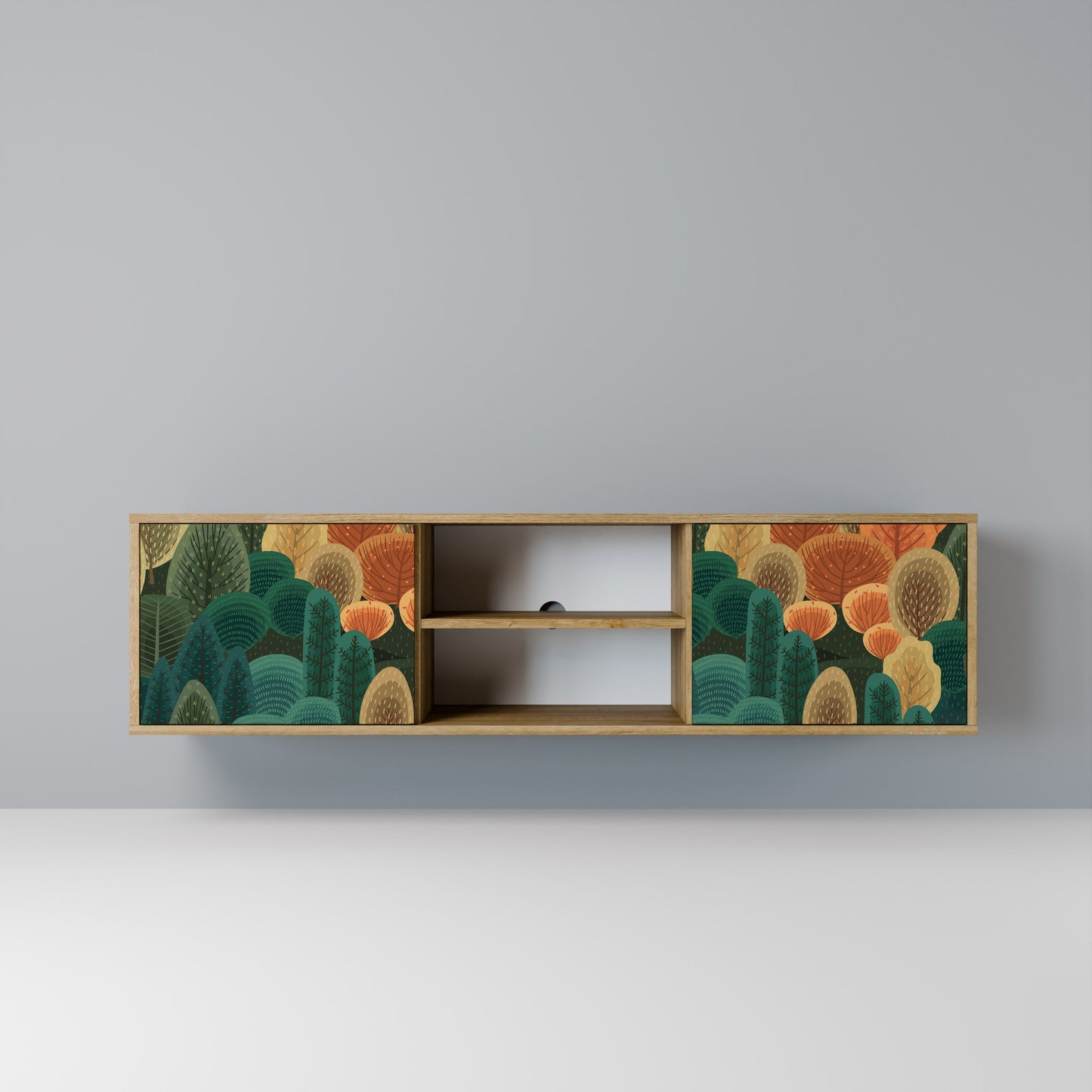 AUTUMN KALEIDOSCOPE 2-Door TV Stand in Oak Effect