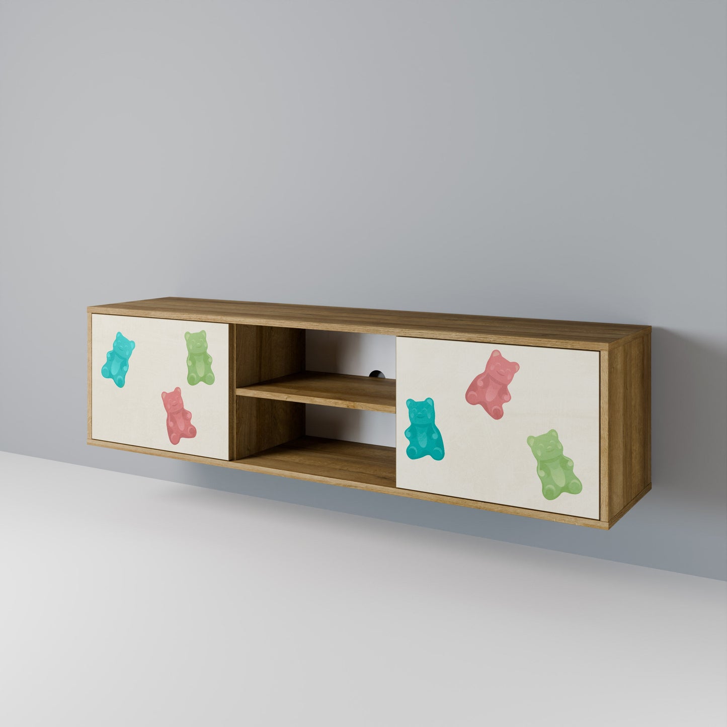 GUMMY BEARS 2-Door TV Stand in Oak Effect