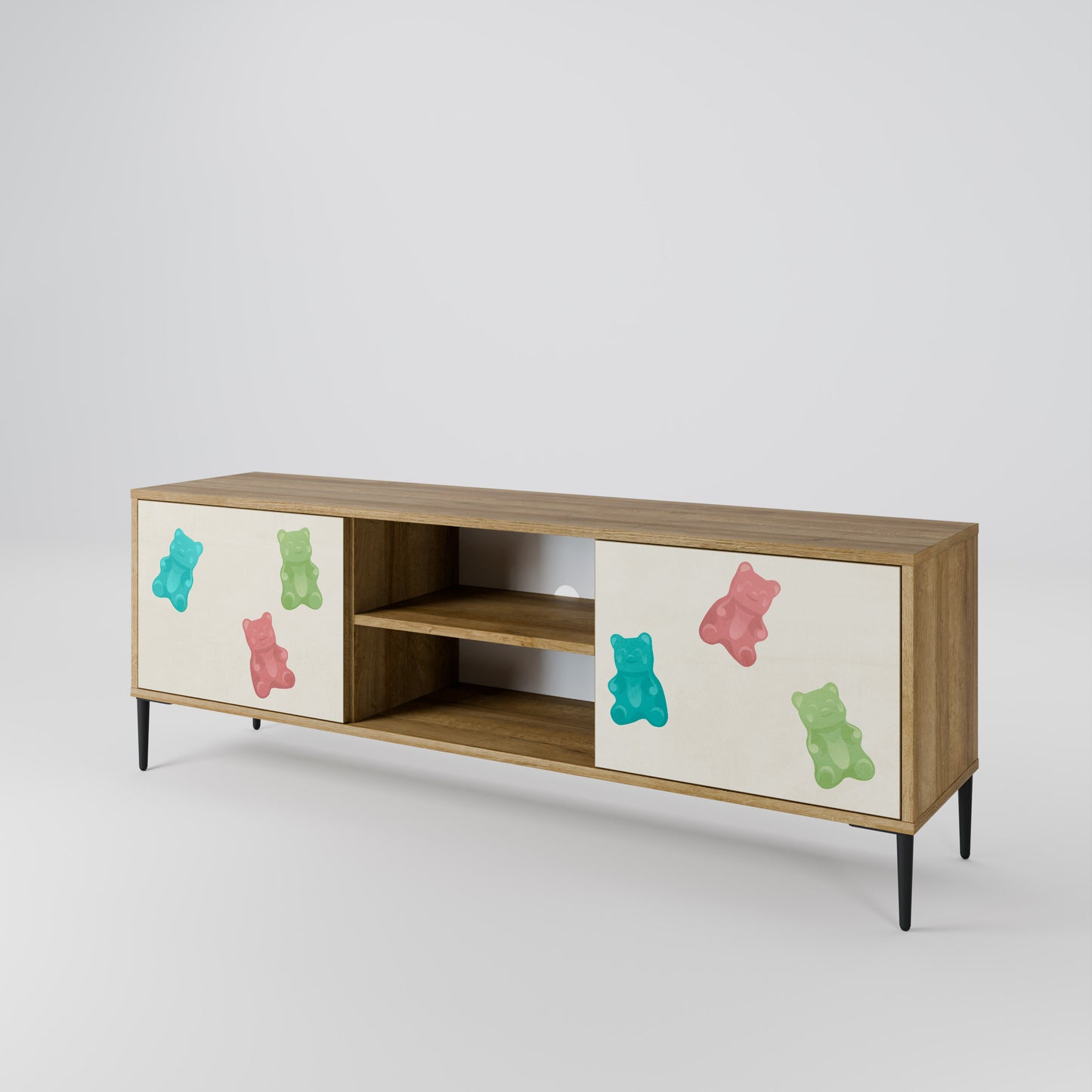 GUMMY BEARS 2-Door TV Stand in Oak Effect