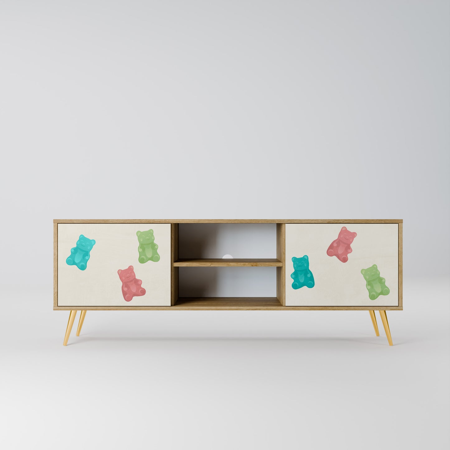 GUMMY BEARS 2-Door TV Stand in Oak Effect
