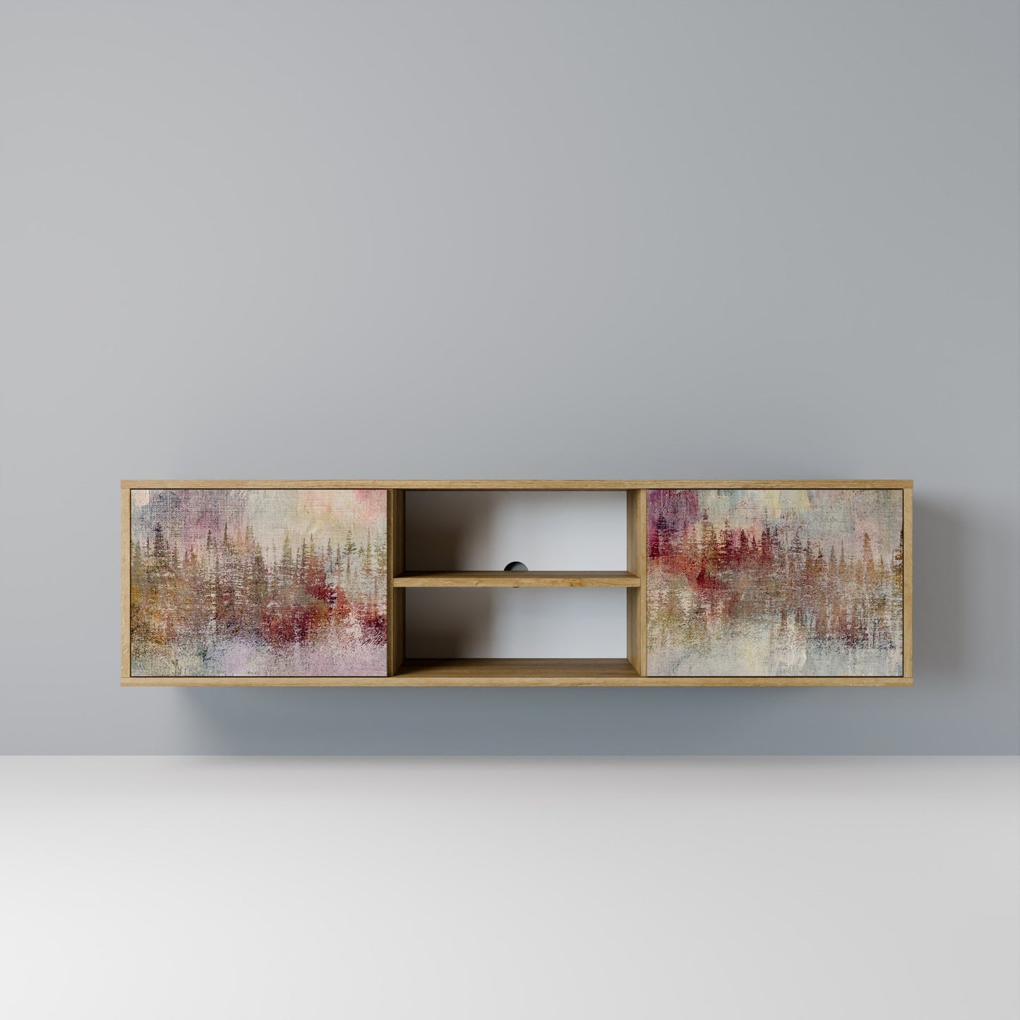 VEILED SUMMIT 2-Door TV Stand in Oak Effect