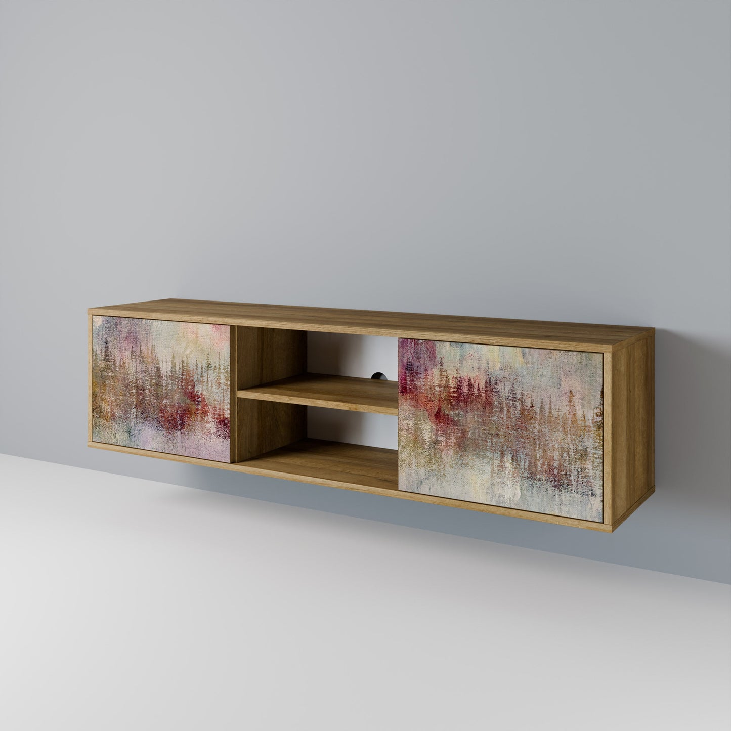 VEILED SUMMIT 2-Door TV Stand in Oak Effect