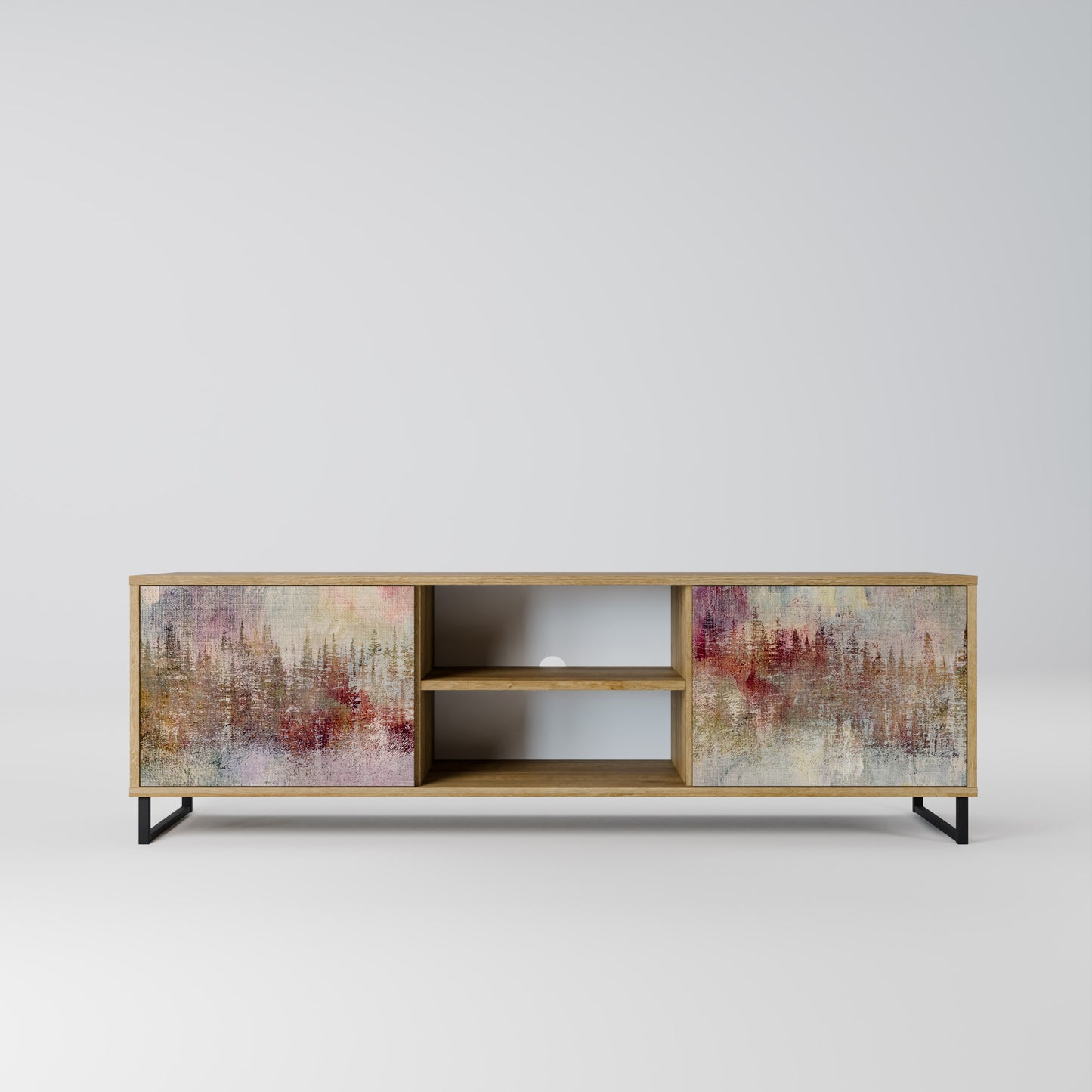 VEILED SUMMIT 2-Door TV Stand in Oak Effect