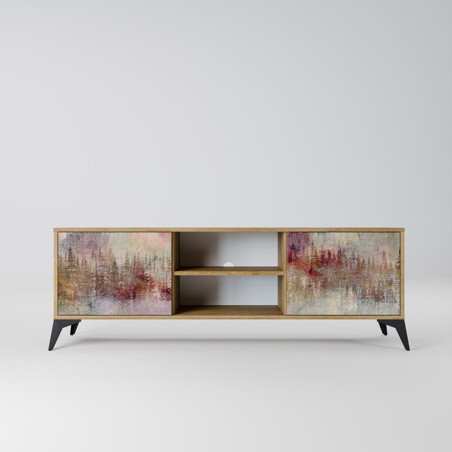 VEILED SUMMIT 2-Door TV Stand in Oak Effect
