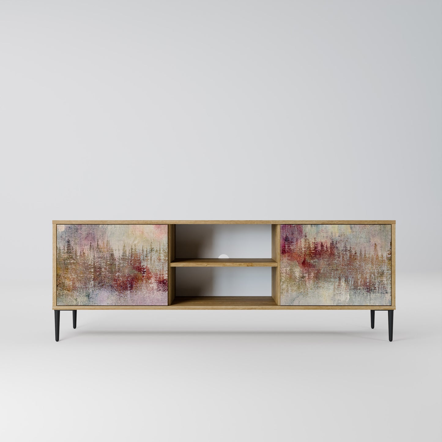VEILED SUMMIT 2-Door TV Stand in Oak Effect