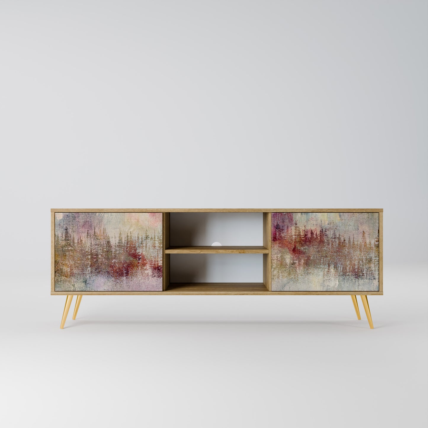 VEILED SUMMIT 2-Door TV Stand in Oak Effect