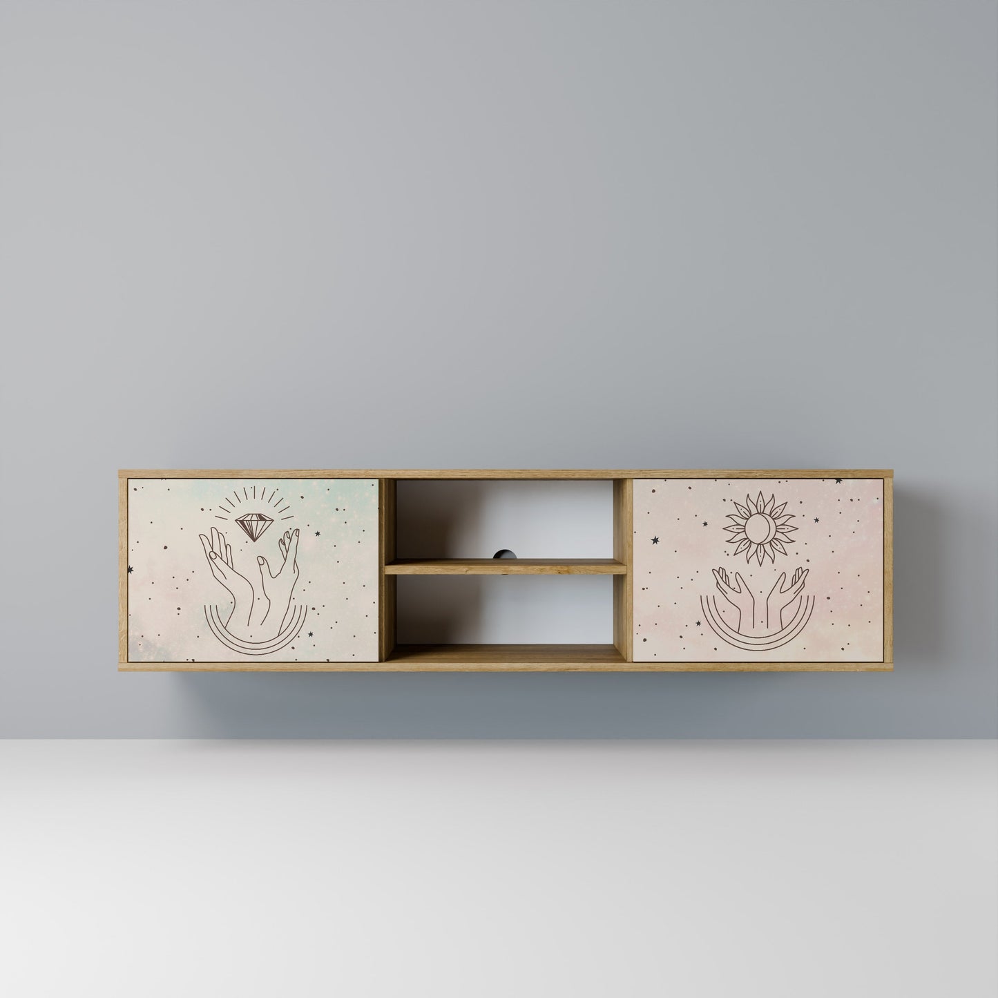 DELICATE BEAUTY 2-Door TV Stand in Oak Effect