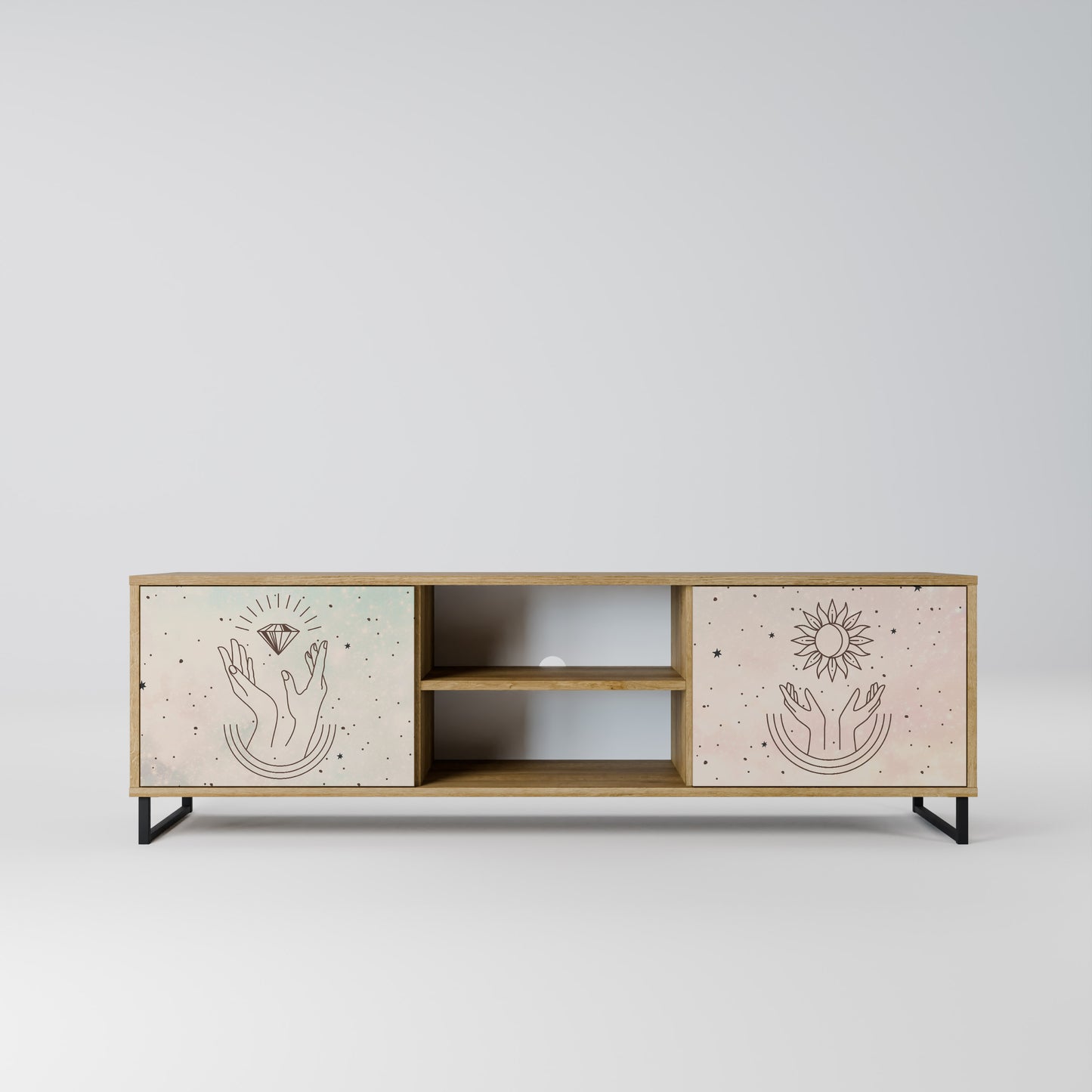 DELICATE BEAUTY 2-Door TV Stand in Oak Effect