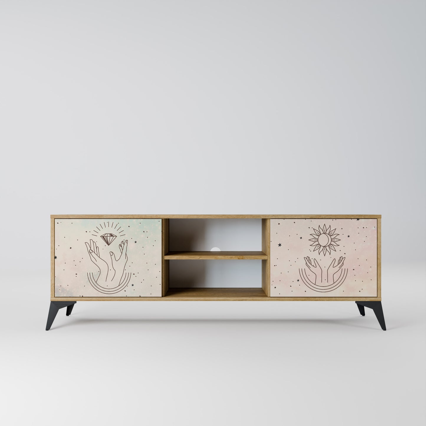 DELICATE BEAUTY 2-Door TV Stand in Oak Effect