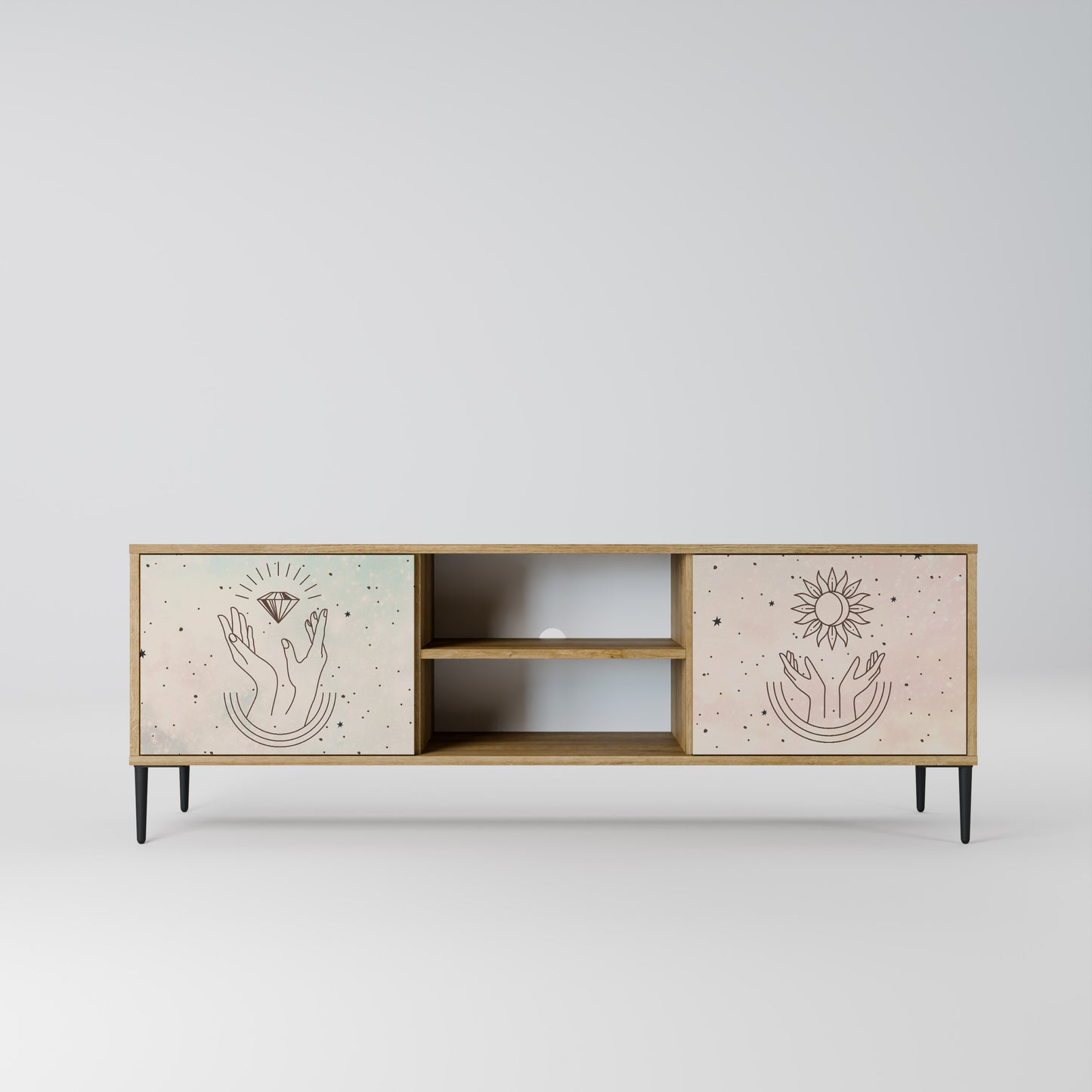 DELICATE BEAUTY 2-Door TV Stand in Oak Effect