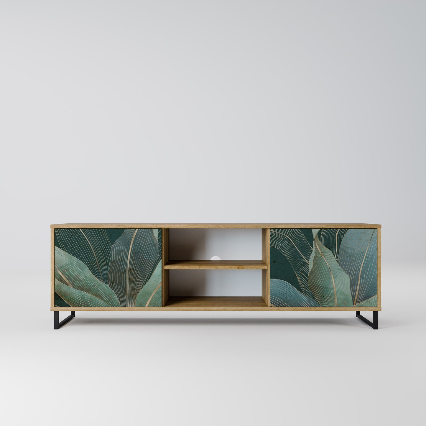 ROYAL GREEN 2-Door TV Stand in Oak Effect