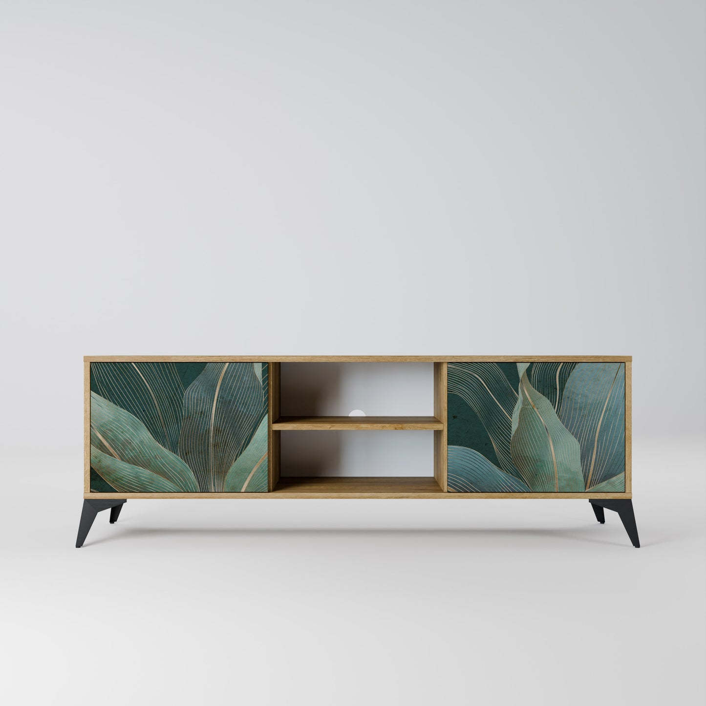ROYAL GREEN 2-Door TV Stand in Oak Effect