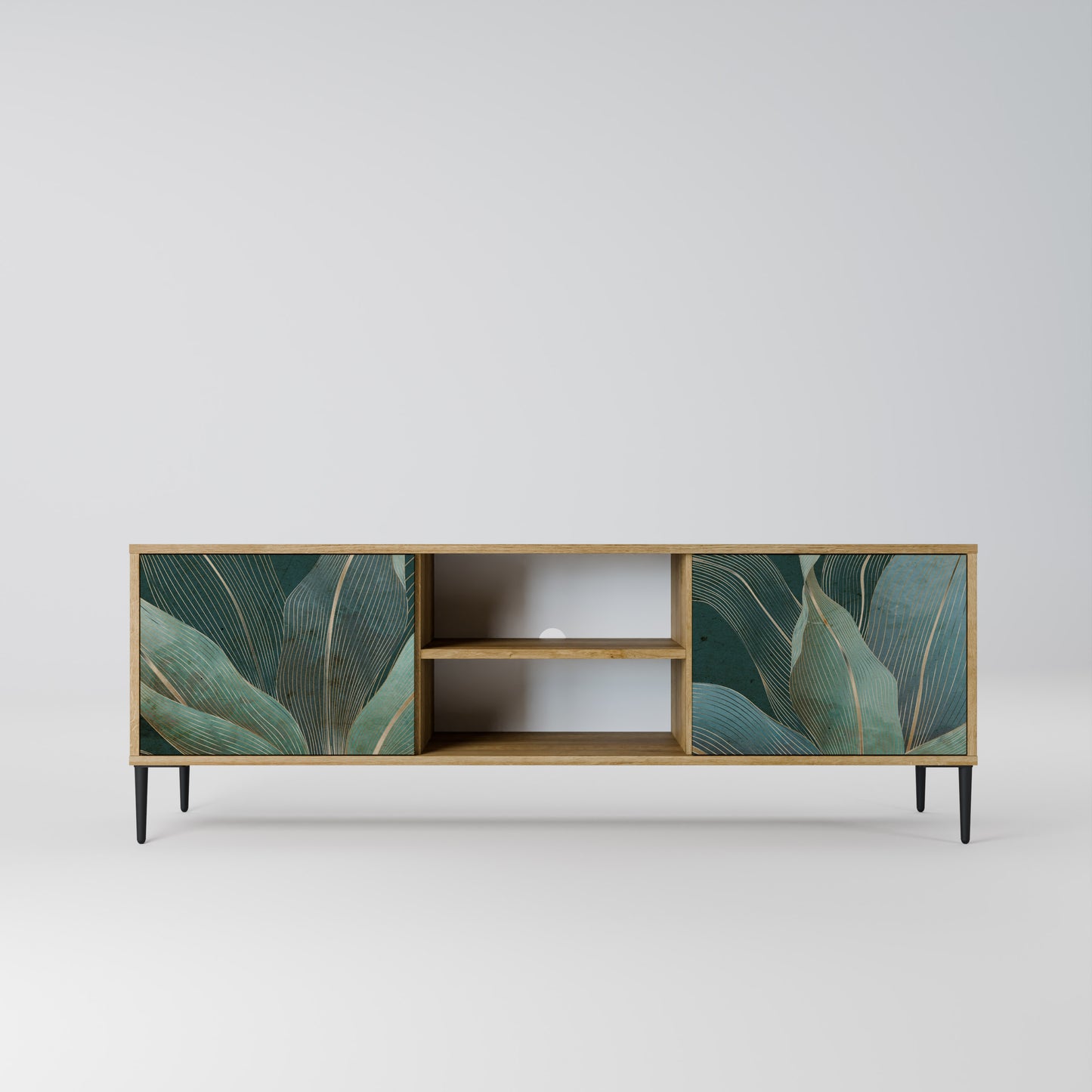 ROYAL GREEN 2-Door TV Stand in Oak Effect