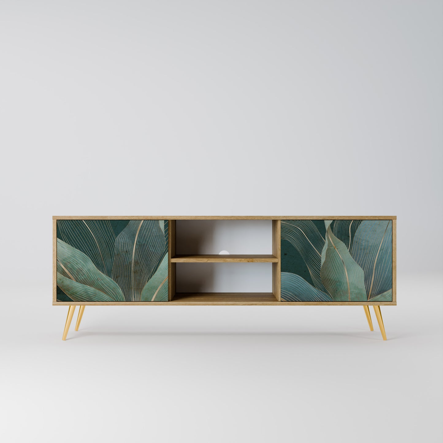 ROYAL GREEN 2-Door TV Stand in Oak Effect