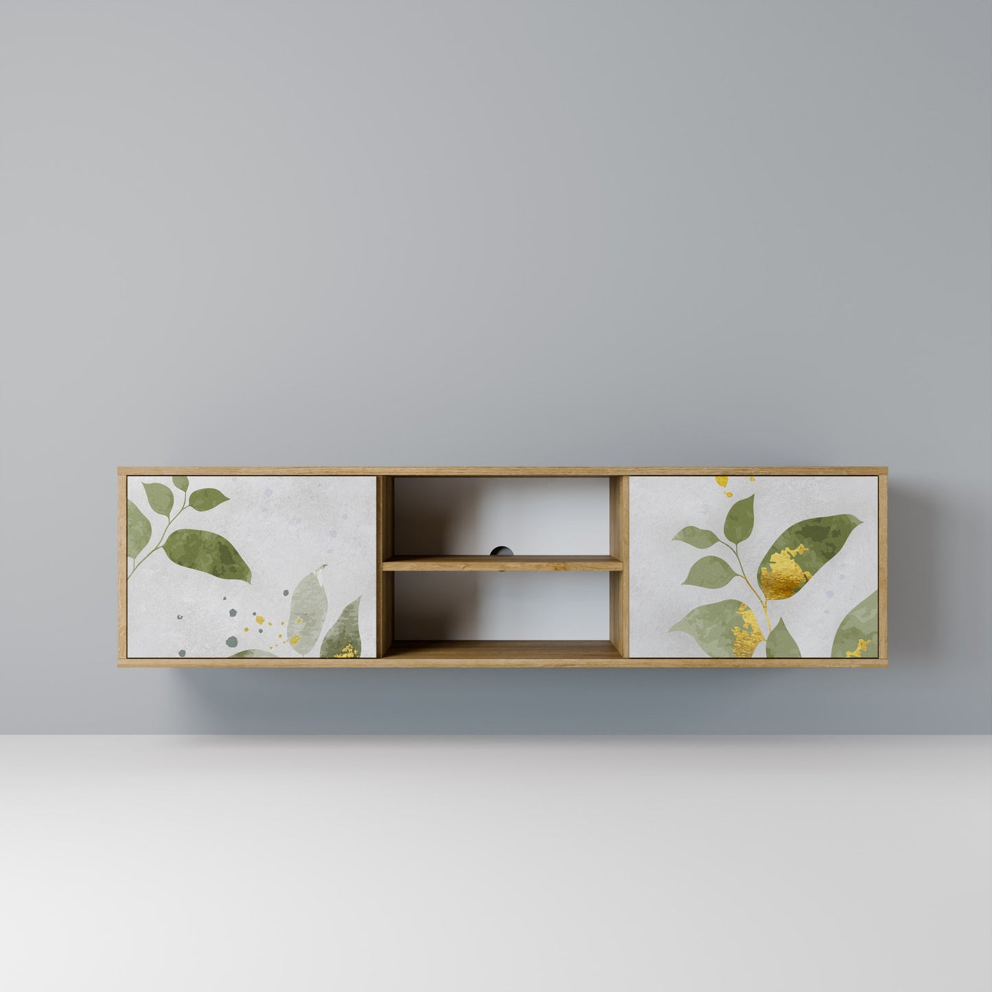 ELEGANT BOTANICS 2-Door TV Stand in Oak Effect