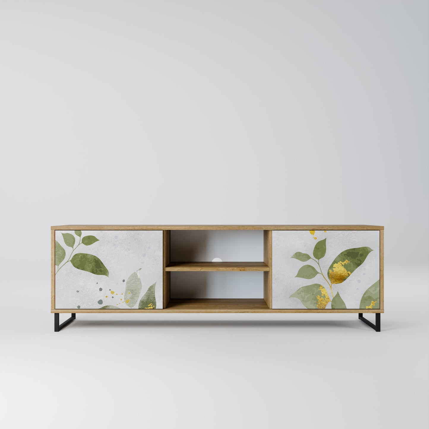 ELEGANT BOTANICS 2-Door TV Stand in Oak Effect