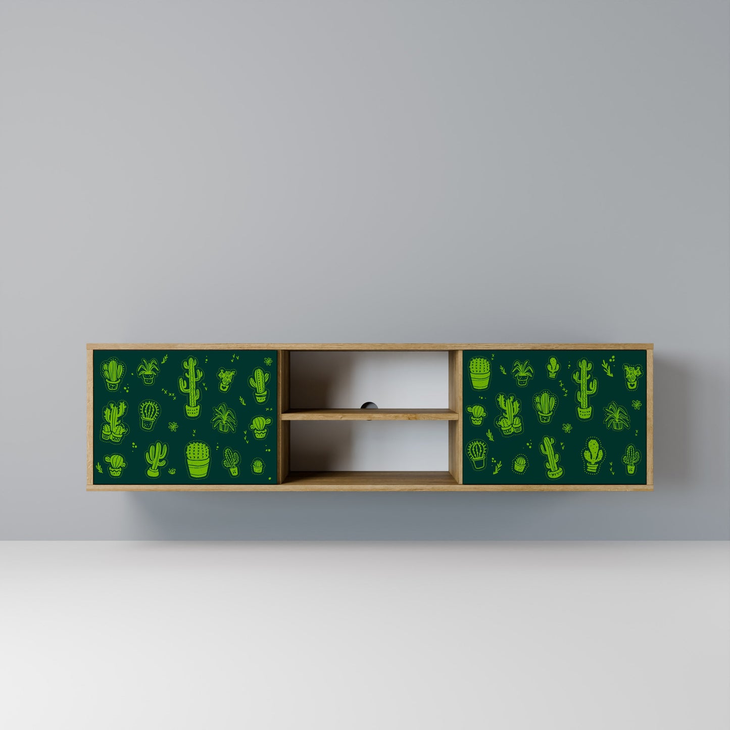 DESERT GREEN 2-Door TV Stand in Oak Effect
