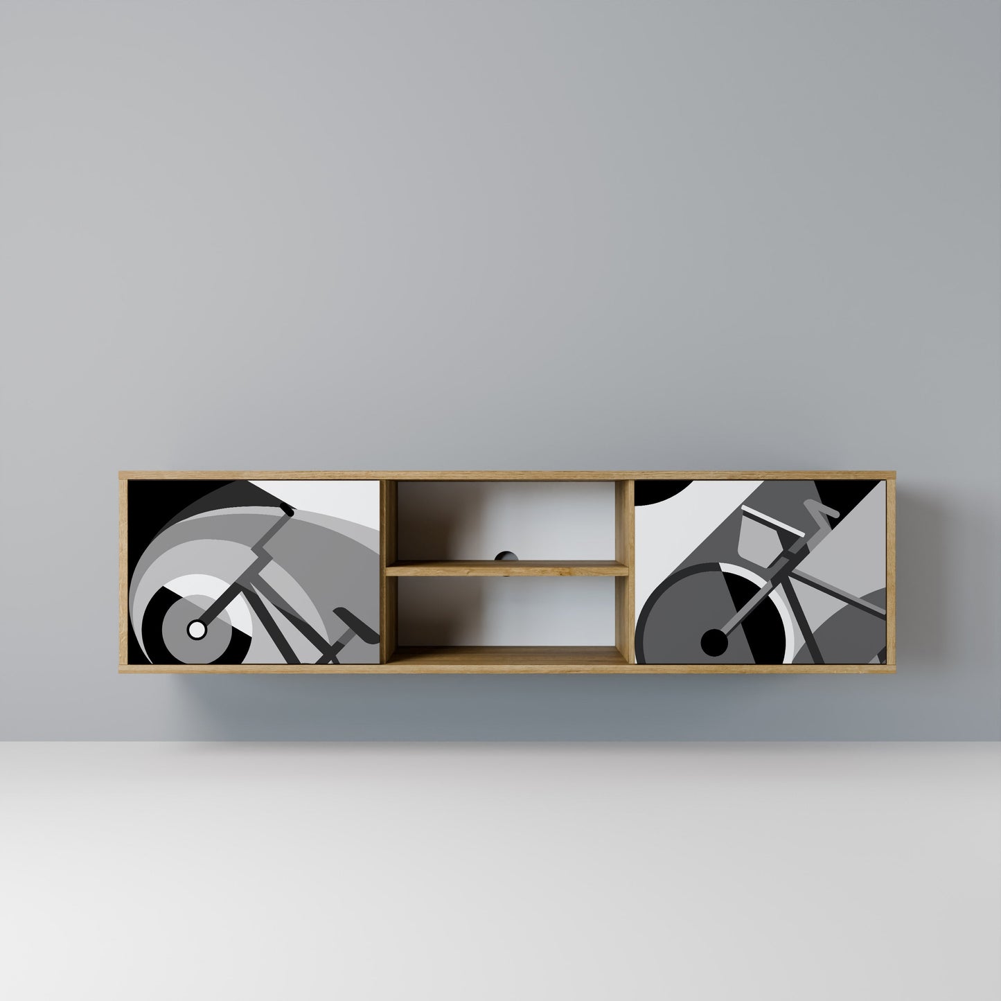 BIKE ENERGY 2-Door TV Stand in Oak Effect