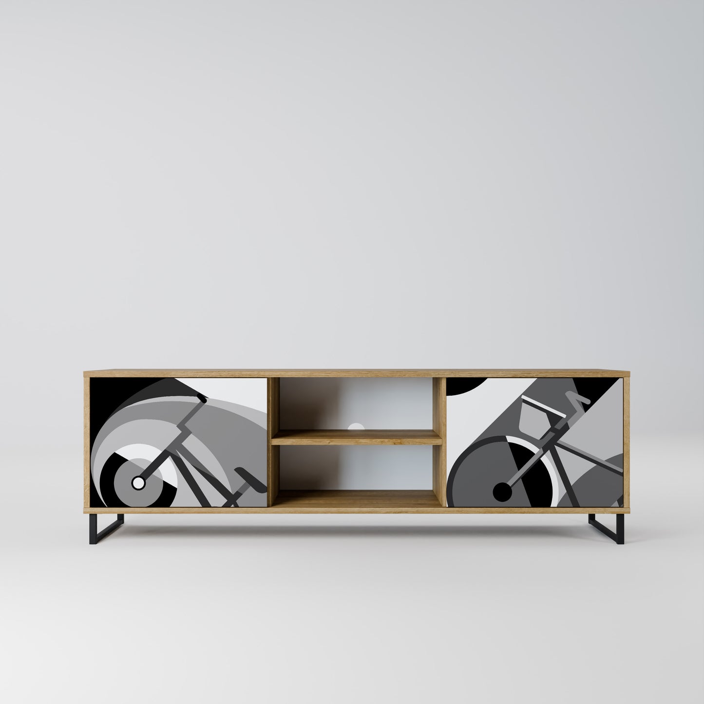 BIKE ENERGY 2-Door TV Stand in Oak Effect