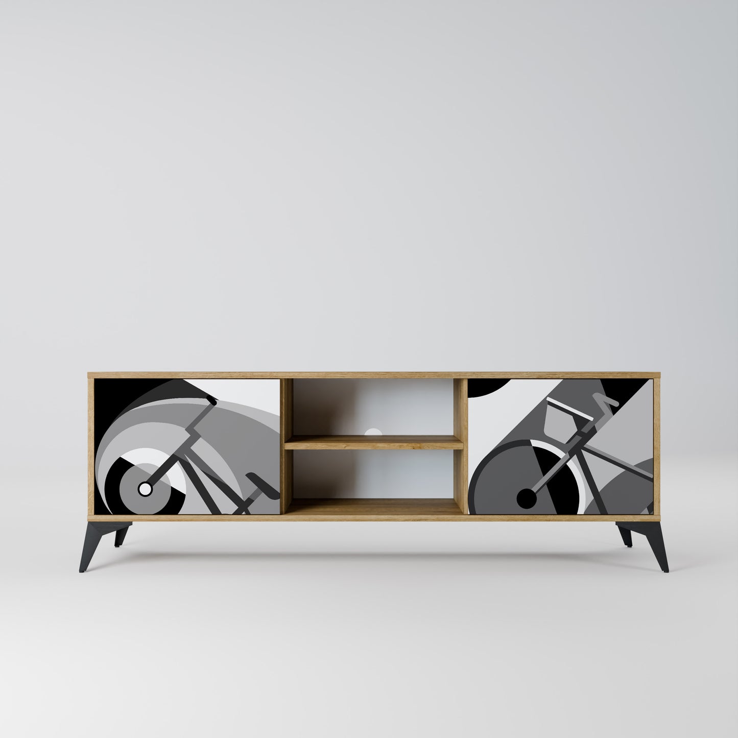 BIKE ENERGY 2-Door TV Stand in Oak Effect