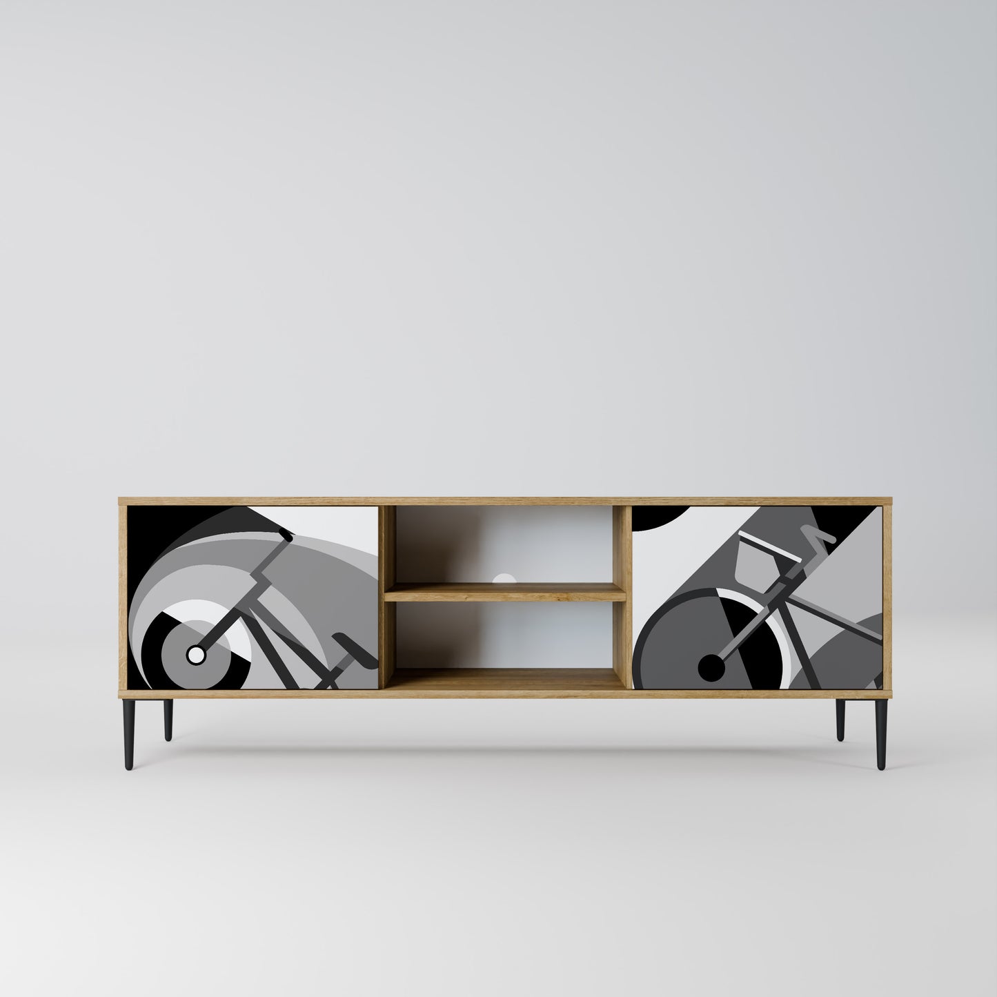 BIKE ENERGY 2-Door TV Stand in Oak Effect
