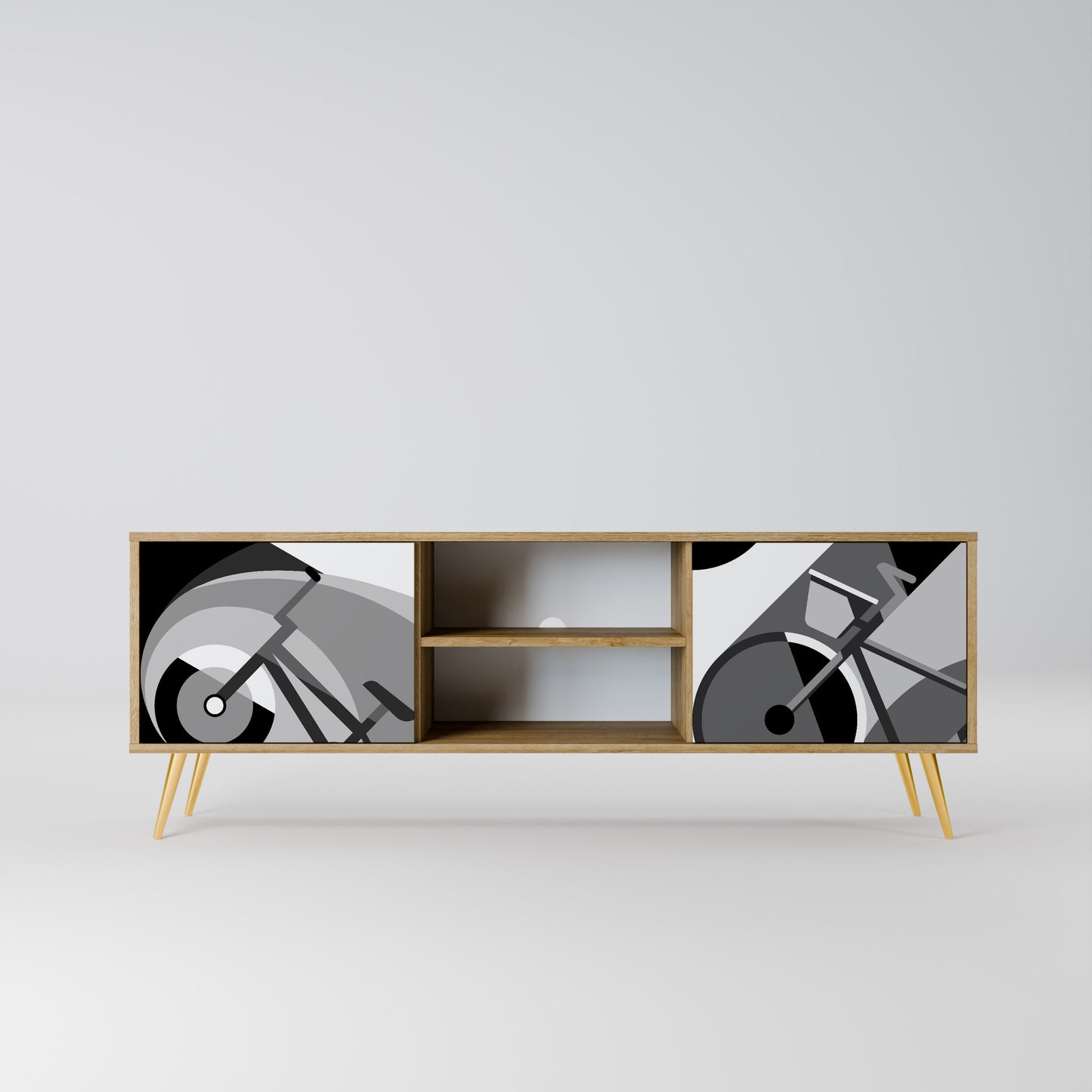BIKE ENERGY 2-Door TV Stand in Oak Effect