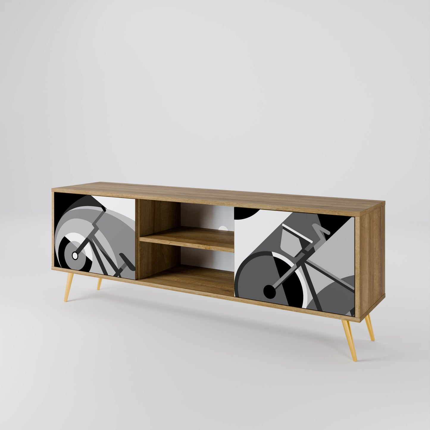 BIKE ENERGY 2-Door TV Stand in Oak Effect