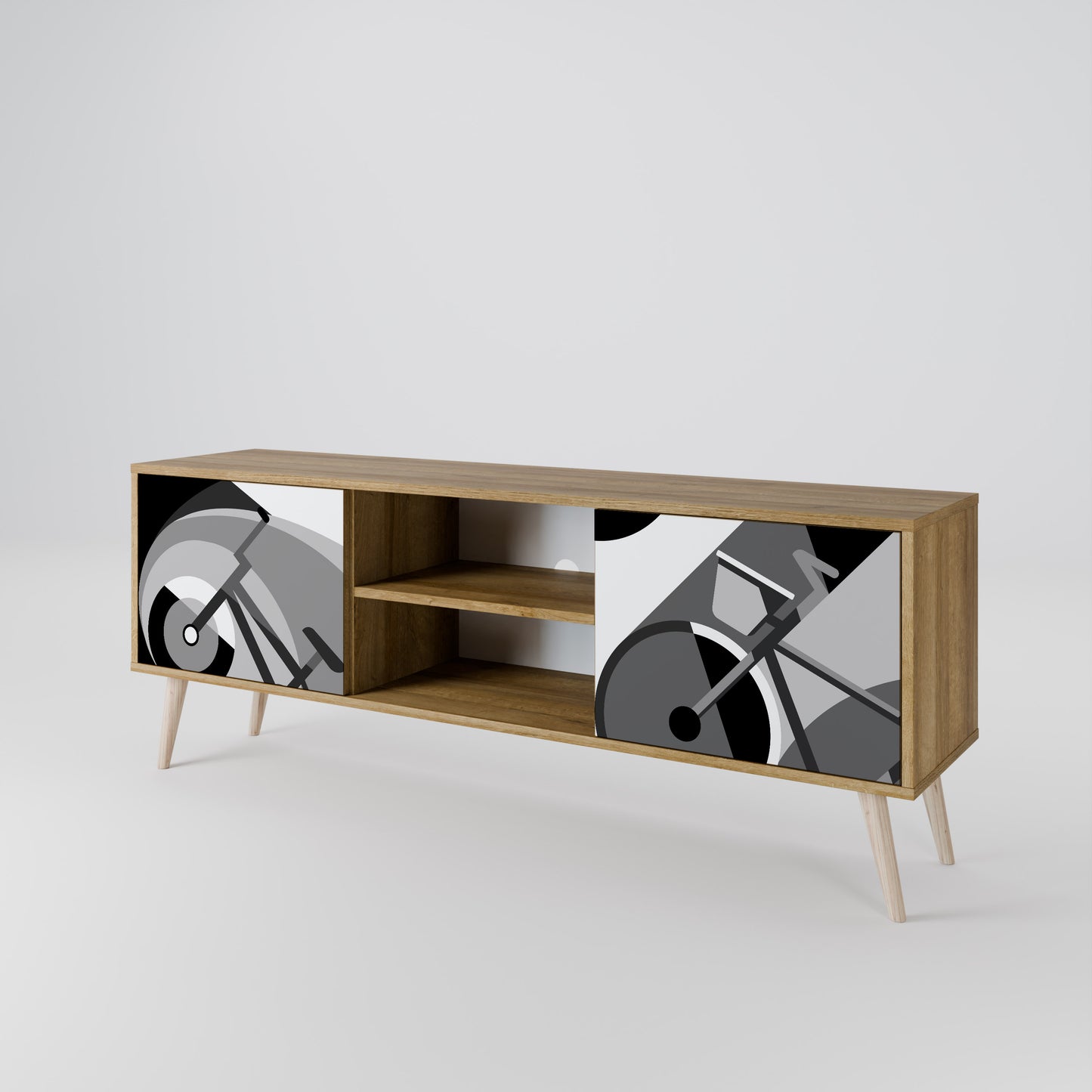 BIKE ENERGY 2-Door TV Stand in Oak Effect