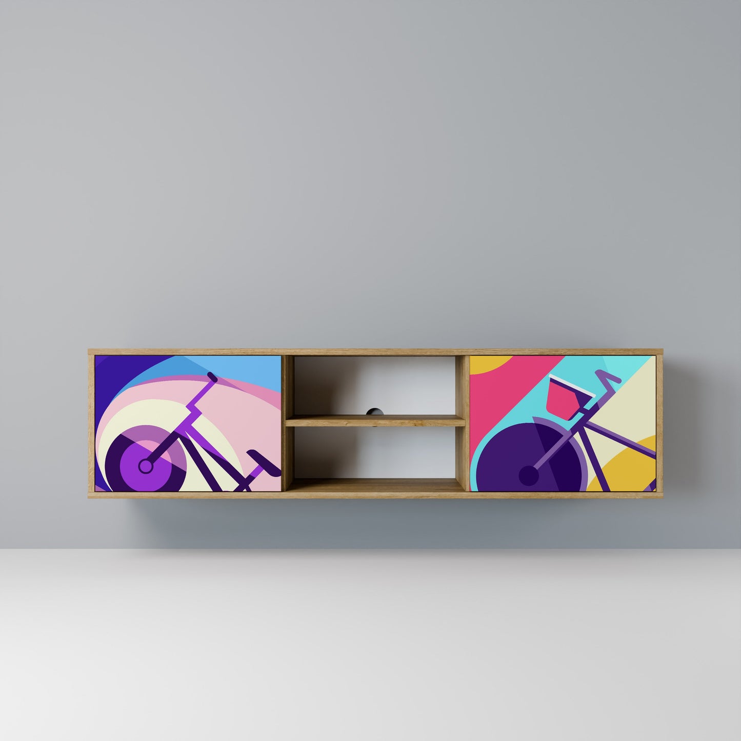 BIKE DREAMS 2-Door TV Stand in Oak Effect