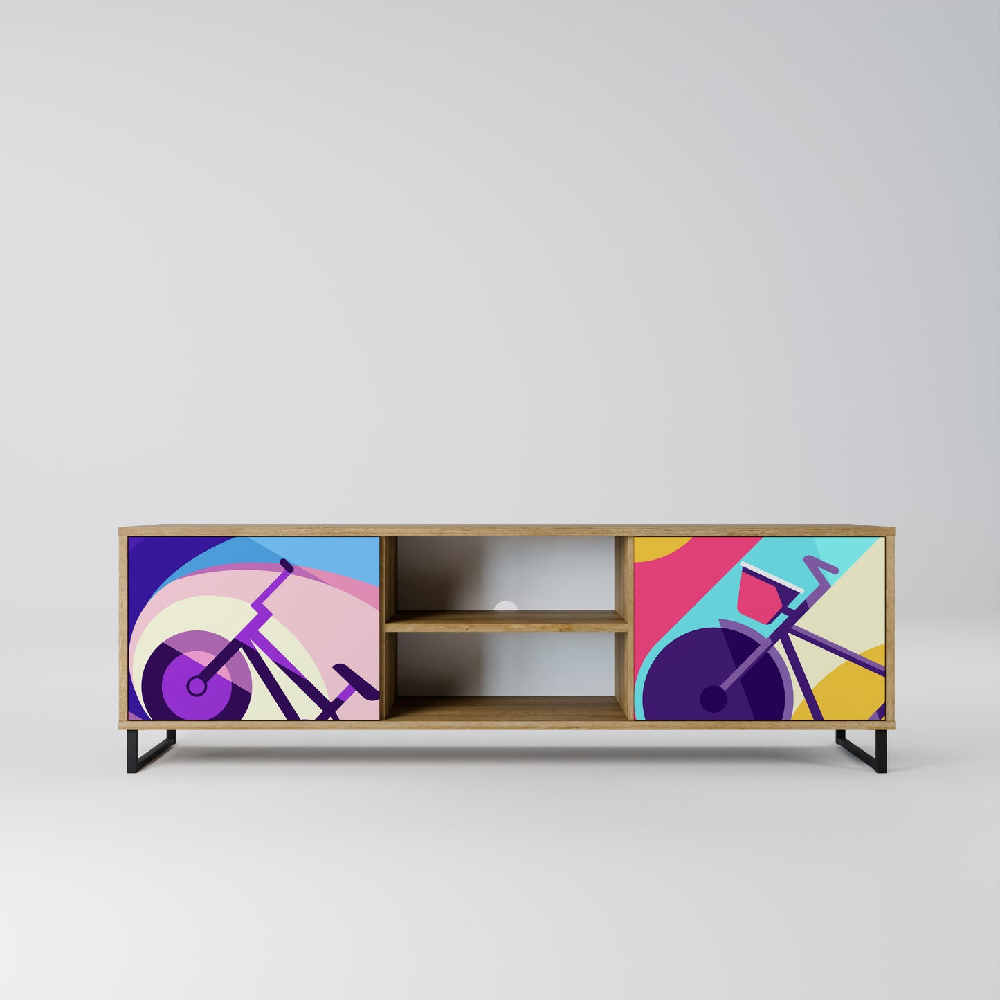 BIKE DREAMS 2-Door TV Stand in Oak Effect