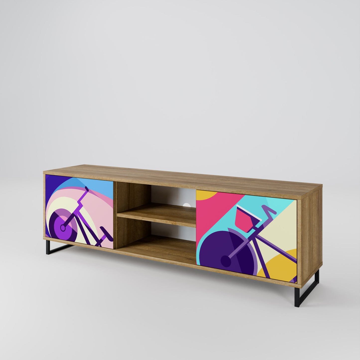 BIKE DREAMS 2-Door TV Stand in Oak Effect