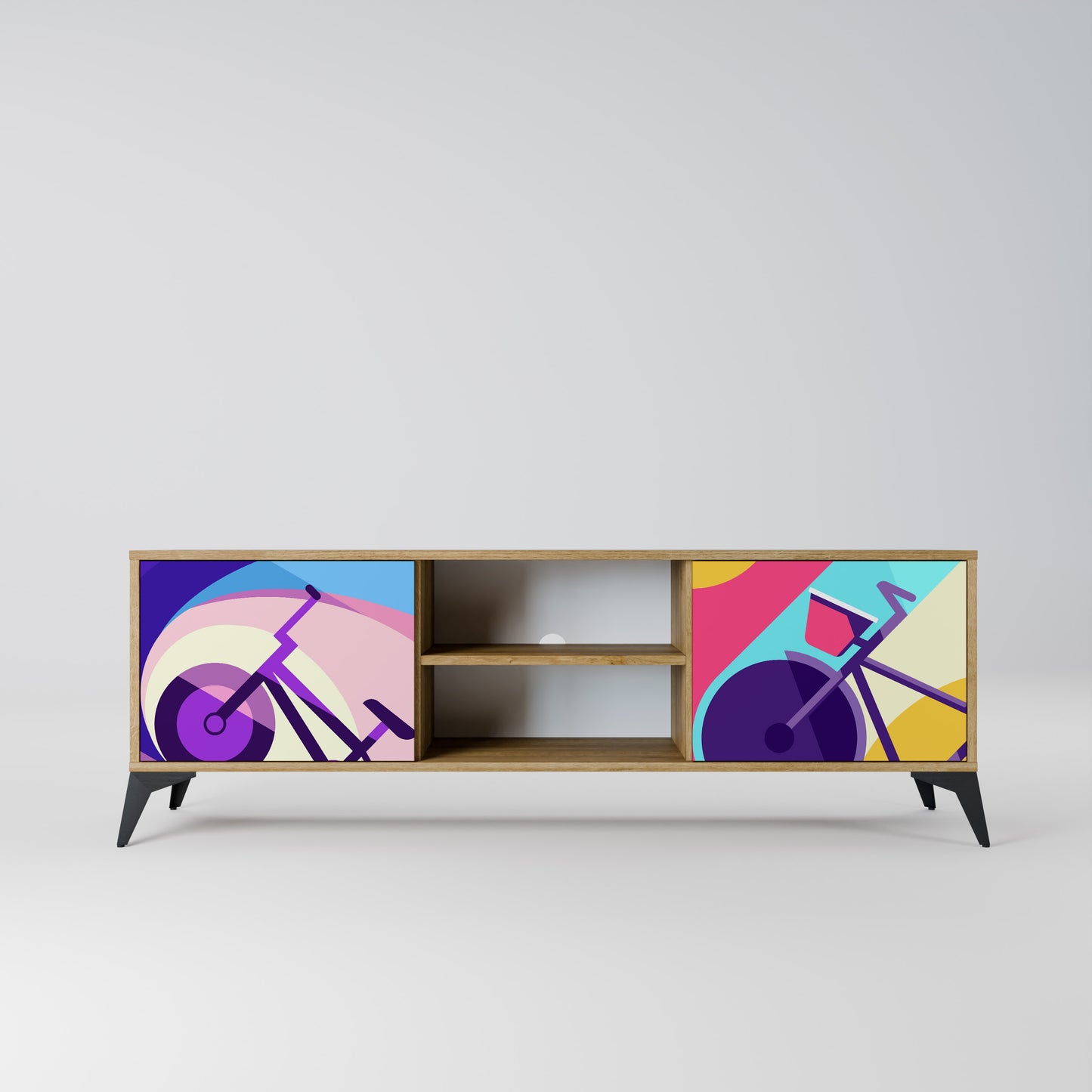 BIKE DREAMS 2-Door TV Stand in Oak Effect