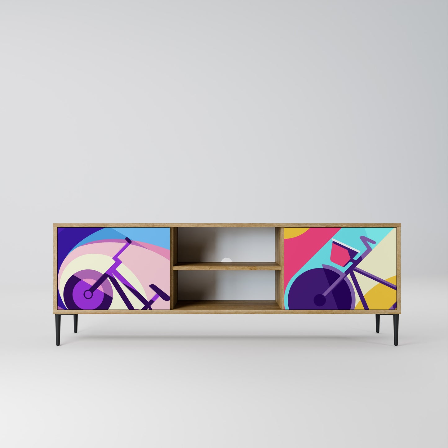 BIKE DREAMS 2-Door TV Stand in Oak Effect