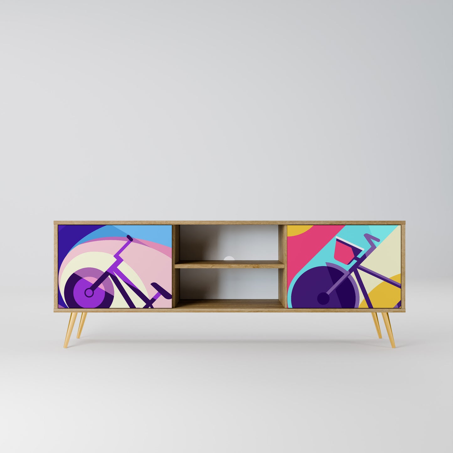 BIKE DREAMS 2-Door TV Stand in Oak Effect