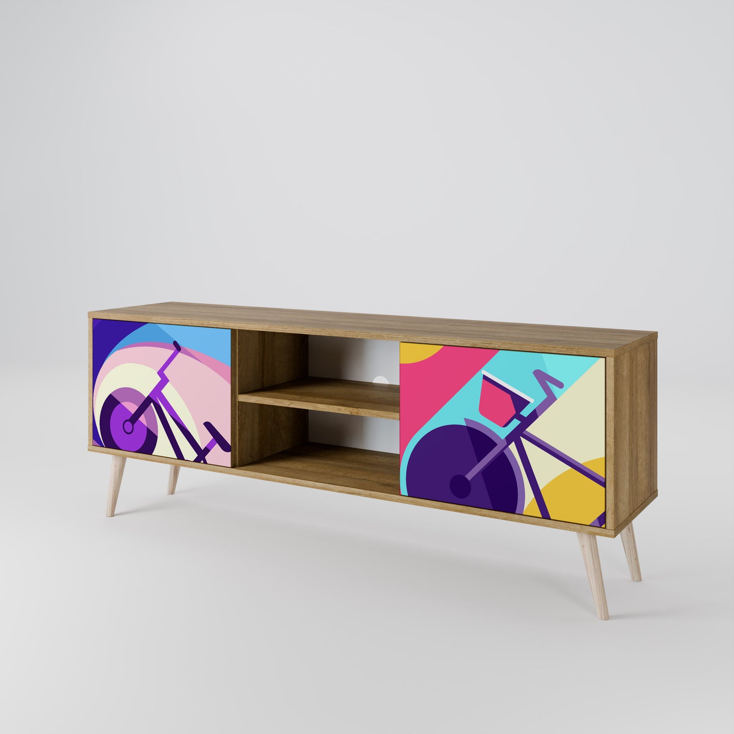 BIKE DREAMS 2-Door TV Stand in Oak Effect