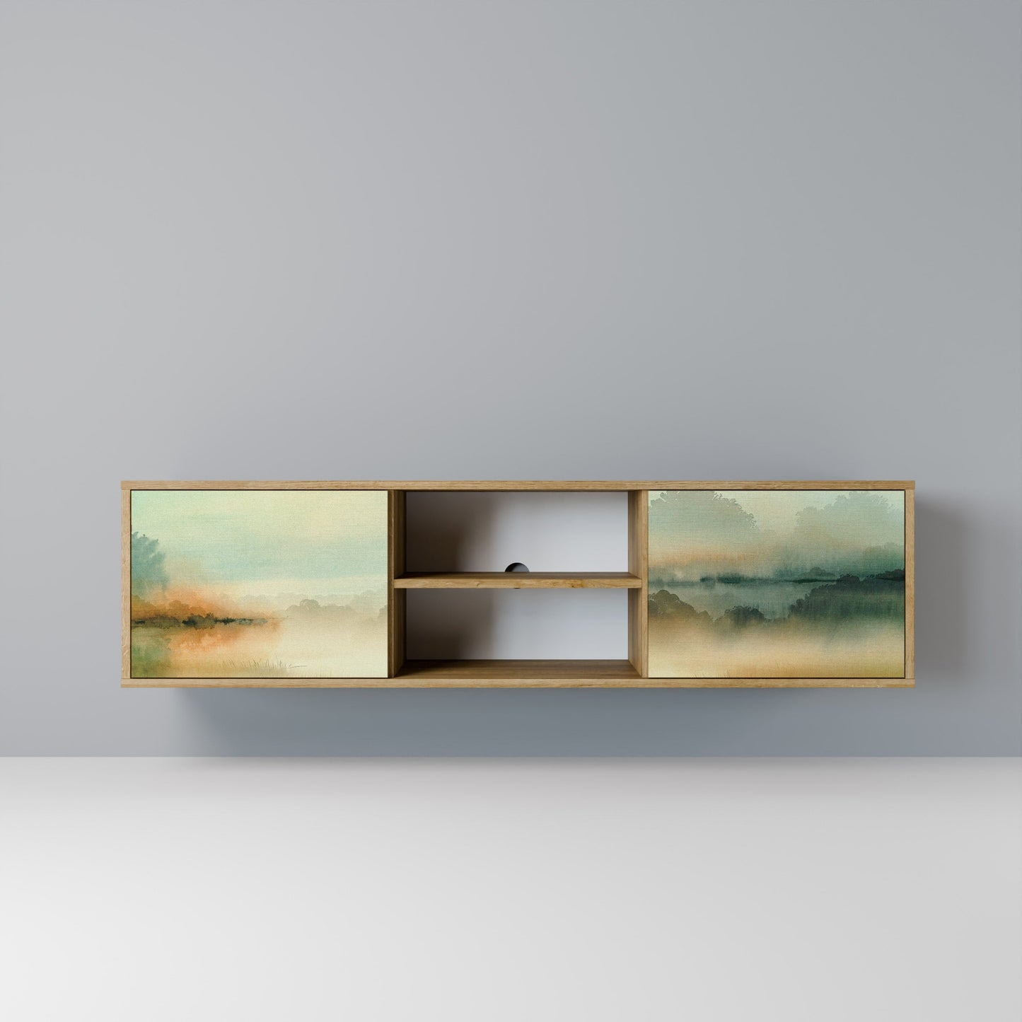 MORNING BY THE LAKE 2-Door TV Stand in Oak Effect